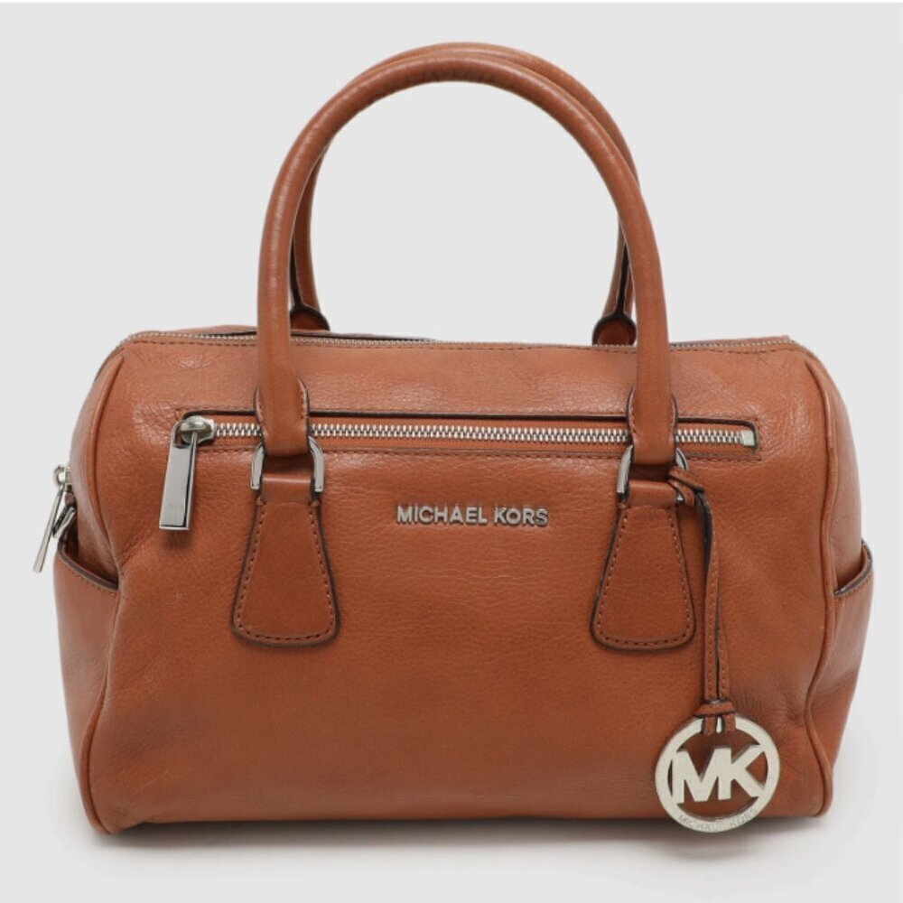 MICHAEL KORS Sophie, large zip top leather satchel in cedar